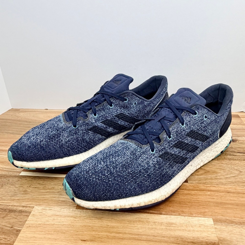 Adidas PureBoost DPR Mens Navy Blue Knit Running Shoes CG2994 Size 14